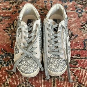 Silver glitter Golden Goose sneakers, size 38